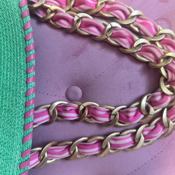 Vintage Juicy Couture Pink and Green Straw Beach Tote! - Picture 6 of 10